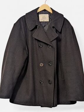 Heavyweight Wool Peacoat | Mens XXL | Made in USA, Black Engraved Anchor Buttons